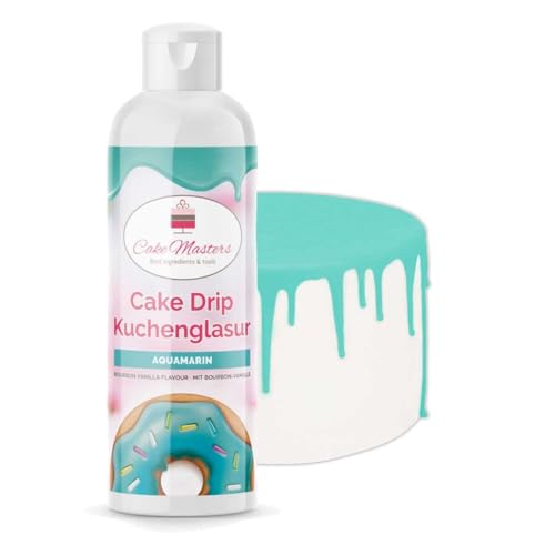 Cake-Masters Cake Drip Aquamarin 250g | Türkis | Einfach anzuwenden, lecker Vanille Geschmack | perfekt für Glasuren von Tropfkuchen, Cupcakes, Kekse | wiederverschließbare Qutschflasche von Cake Masters