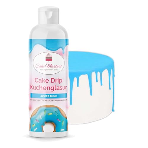 Cake-Masters Cake Drip Azure Blue 250g | Azure Blau | Einfach anzuwenden, lecker Vanille Geschmack | perfekt für Glasuren von Tropfkuchen, Cupcakes, Kekse | wiederverschließbare Qutschflasche von Cake Masters