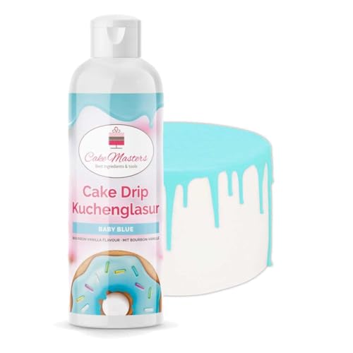 Cake-Masters Cake Drip Baby Blue 250g | Hellblau | Einfach anzuwenden, lecker Vanille Geschmack | perfekt für Glasuren von Tropfkuchen, Cupcakes, Kekse | wiederverschließbare Qutschflasche von Cake Masters