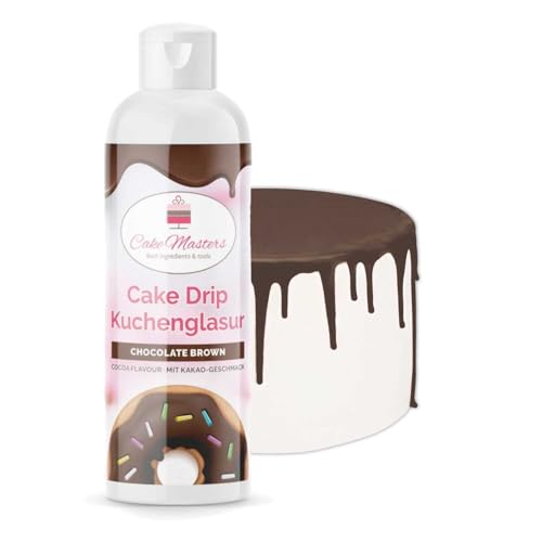 Cake-Masters Cake Drip Chocolate Brown 250g | Schoko Braun | Einfach anzuwenden, lecker Vanille Geschmack | perfekt für Glasuren von Tropfkuchen, Cupcakes, Kekse | wiederverschließbare Qutschflasche von Cake Masters