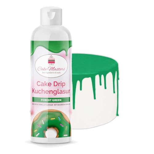 Cake-Masters Cake Drip Forest Green 250g | Wald Grün | Einfach anzuwenden, lecker Vanille Geschmack | perfekt für Glasuren von Tropfkuchen, Cupcakes, Kekse | wiederverschließbare Qutschflasche von Cake Masters