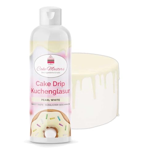 Cake-Masters Cake Drip Pearl White 250g | Perl Weiß | Einfach anzuwenden, lecker Vanille Geschmack | perfekt für Glasuren von Tropfkuchen, Cupcakes, Kekse | wiederverschließbare Qutschflasche von Cake Masters