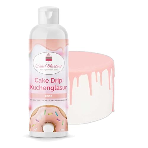 Cake-Masters Cake Drip Rose 250g | Rosa | Einfach anzuwenden, lecker Vanille Geschmack | perfekt für Glasuren von Tropfkuchen, Cupcakes, Kekse | wiederverschließbare Qutschflasche von Cake Masters