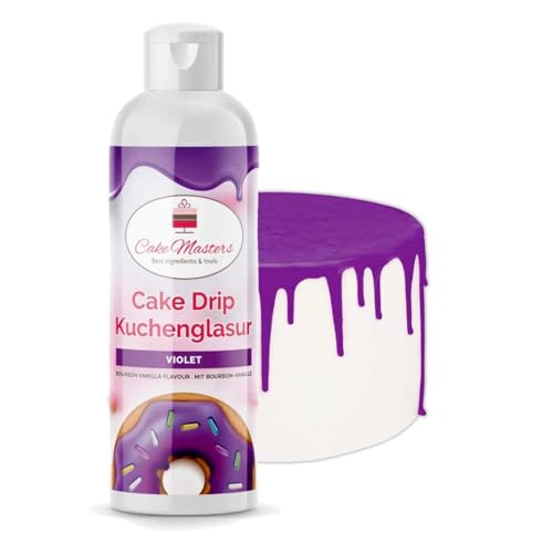 Cake-Masters Cake Drip Violet 250g | Lila | Einfach anzuwenden, lecker Vanille Geschmack | perfekt für Glasuren von Tropfkuchen, Cupcakes, Kekse | wiederverschließbare Qutschflasche von Cake Masters