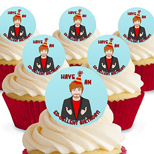 Cakeshop Ed-cellent Birthday Ed Sheeran Essbare Kuchendekorationen – vorgeschnittene Premium-Qualität Cake Shop 12 x Pre-cut Premium Wafer Paper Toppers von Cakeshop