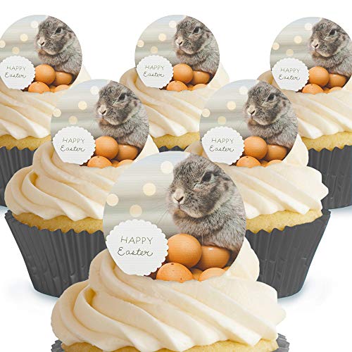 Cakeshop Essbare Kuchendekorationen mit Osterhase und Eiern, vorgeschnittene Premium-Qualität 12 x Pre-cut Premium Wafer Paper Toppers von Cakeshop