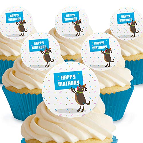 Cakeshop Happy Birthday Dog Banner essbare Kuchendekorationen – vorgeschnittene Premium Qualität Cake Shop 12 x Pre-cut Premium Wafer Paper Toppers von Cakeshop