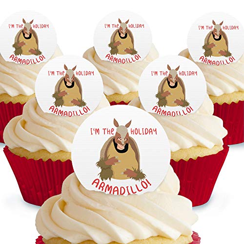 Cakeshop I‘m The Holiday Armadillo Friends Essbare Kuchendekoration – vorgeschnittene Premium-Qualität Cake Shop 12 x Pre-cut Premium Wafer Paper Toppers von Cakeshop