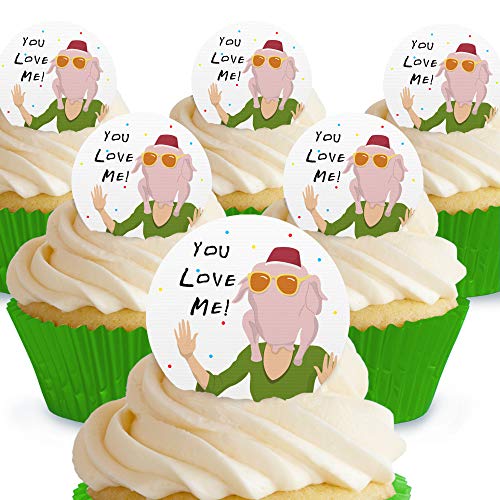 Cakeshop Love You Monica Truthahnkopf Freunde essbare Kuchendekorationen – vorgeschnittene Premium-Qualität Cake Shop 12 x Pre-cut Premium Wafer Paper Toppers von Cakeshop