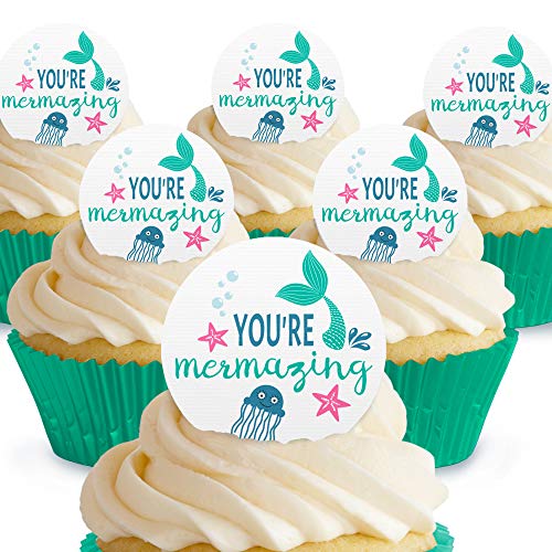 Cakeshop Mermazing Meerjungfrauenschwanz-Spritzer, essbare Kuchendekoration, vorgeschnitten, Premium-Qualität Cake Shop 12 x Pre-cut Premium Wafer Paper Toppers von Cakeshop