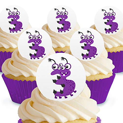 Cakeshop Monster Zahl, 3 essbare Kuchendekoration, vorgeschnitten, Premium Qualität Cake Shop 12 x Pre-cut Premium Wafer Paper Toppers von Cakeshop