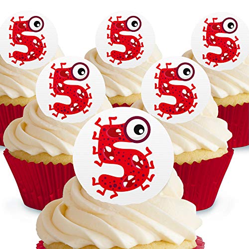 Cakeshop Monster Zahl 5 Essbare Kuchendekorationen – vorgeschnittene Premium-Qualität Cake Shop 12 x Pre-cut Premium Wafer Paper Toppers von Cakeshop