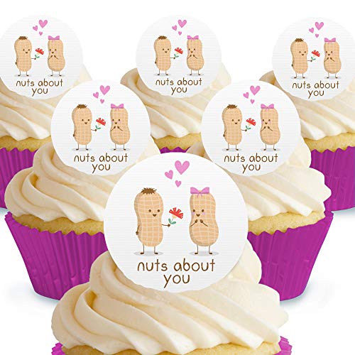 Cakeshop Nuts About You Essbare Kuchendekorationen – vorgeschnittene Premium-Qualität Cake Shop 12 x Pre-cut Premium Wafer Paper Toppers von Cakeshop