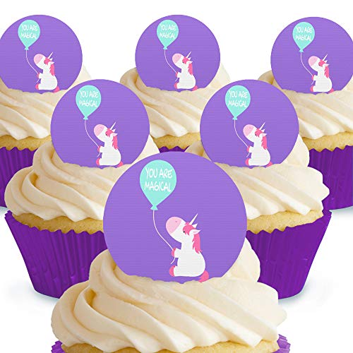 Cakeshop You are Magical Unicorn Ballon Essbare Kuchendekorationen – vorgeschnittene Premium Qualität Cake Shop 12 x Pre-cut Premium Wafer Paper Toppers von Cakeshop