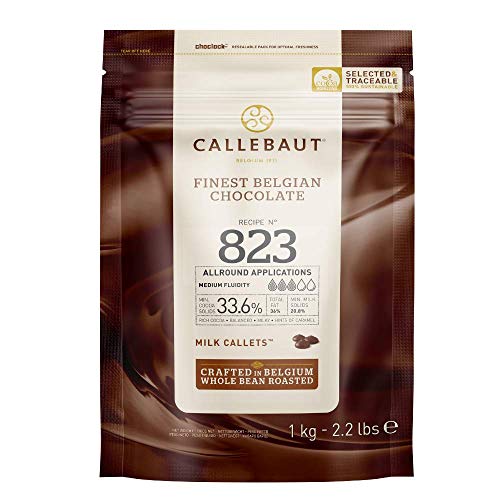 CALLEBAUT Receipe No. 823 - Kuvertüre Callets, Vollmich Schokolade, 33,6 % Kakao, 1kg - 1er Pack von Callebaut