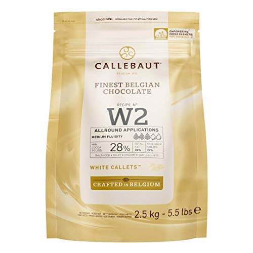 CALLEBAUT Receipe No. W2 - Kuvertüre Callets, Weiße Schokolade, 28% Kakao, 2500 G, 1er Pack von Callebaut