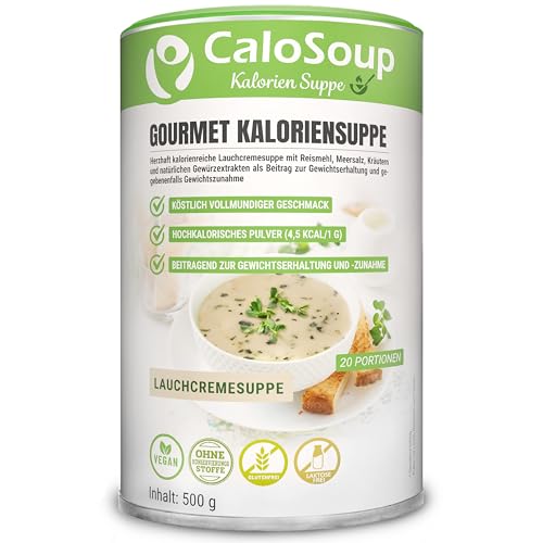 Hochkalorische Suppe für Gewichtszunahme I Nahrung hochkalorisch als Gourmet Fertigsuppe I Mahlzeitenersatz Suppe viele Kalorien I 20 Portionen CaloSoup Kalorien Suppe von CaloVital (Lauchcreme Suppe) von CaloSoup