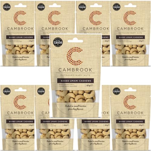 Cambrook - Gebackene Umami-Cashewnüsse, 80-g-Beutel, 9er-Pack von Cambrook