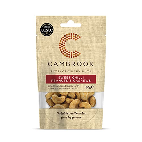 Cambrook – Gebackene süße Chili-Erdnüsse und Cashewnüsse, 80-g-Beutel von Cambrook