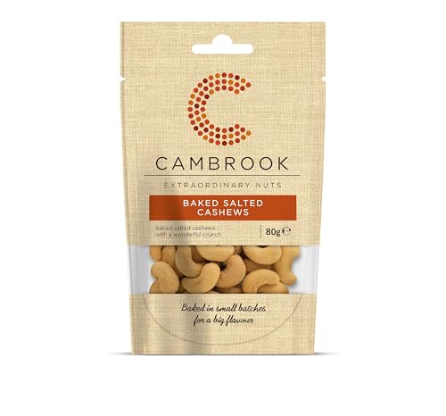 Cambrook - Gebackene und gesalzene Cashewnüsse, 80g-Beutel von Cambrook