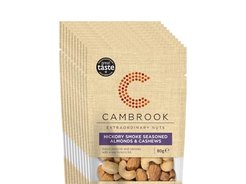 Cambrook - Hickory Smoke gewürzte Mandeln und Cashewnüsse, 80-g-Beutel, 9er-Packung von Cambrook