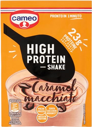 Cameo High Protein Shake Caramel Macchiato, Proteingetränkpräparat mit Kaffee-Extrakt mit Karamellgeschmack, mit Süßstoff, reich an Protein, fertig in 1 Minute, 28 g von Cameo