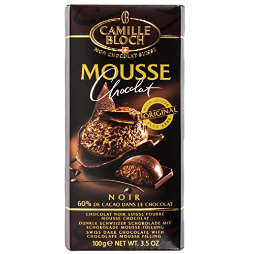 Camille Bloch Mousse Chocolat Noir 100g Dunkle Schweizer Schokolade mit Schokolade Mousse Füllung Original Schweizer Schokolade (1 x 100g) von Camille Bloch