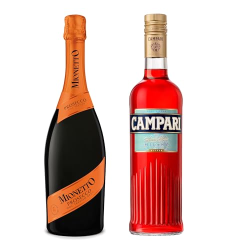 Campari Bitter Aperitif - Der italienische Aperitif und Cocktail Klassiker & MIONETTO Prosecco Spumante DOC Treviso Brut Prickelnder Schaumwein aus Italien von Campari