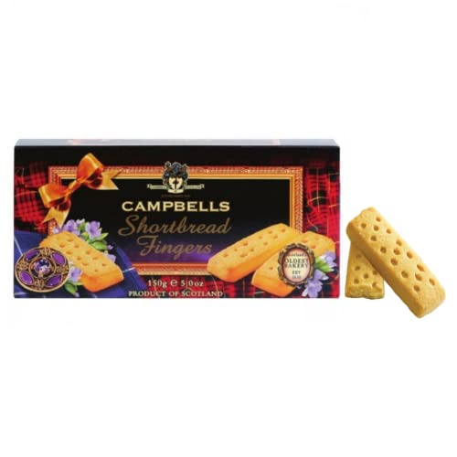 Campbells® | Schottische Mürbeteigkekse Butter | Englische Butterkeksstangen - 150 Gr | Schottische Butter-Mini-Finger-Kekse von Campbell's