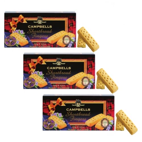 Campbells® | Schottische Mürbeteigkekse Butter | Englische Butterkeksstangen - 3 x 150 Gr | Schottische Butter-Mini-Finger-Kekse von Campbell's