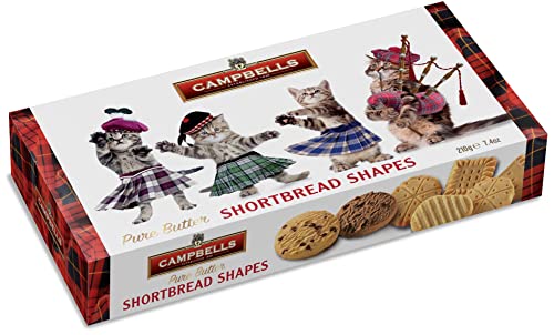 Campbells Shortbread Mad Kittens Pure Butter Shortbread Shapes Carton – eine Auswahl an köstlichen Doppel-Schokochips, Schokoladenchips und verschiedenen Formen, 210 g von Campbells Shortbread