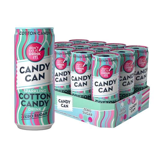 Candy Can, Cotton Candy, Sprudelgetränk, nostalgische amerikanische Soda-Aromen, zuckerfrei, sprudelnde Pop-Dosen (330 ml x 12 Stück) von Candy Can