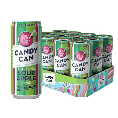 Candy Can, Sour Apple, Fizzy Drink, nostalgische amerikanische Soda-Aromen, zuckerfrei, sprudelnde Pop-Dosen (330 ml x 12 Stück) von Candy Can