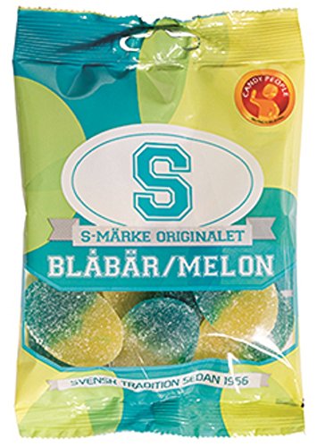 2 Beutel à 80 g Candy People S-Märke - Blåbär/Melone - Original - Schwedisch - Sauer - Heidelbeere / Melone - Weingummi - Süßigkeiten von Candy People - Swedish Traditional Candy