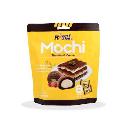 Royal Family Mochi Tiramisu & Creme Klassischer Milchgeschmack verpackt in Reisteig mit Tiramisu-Geschmack – keine künstliche Farbe – kein künstlicher Geschmack – Lacto Vegetarisch – weich und kauig – von CandyFrizz Selection