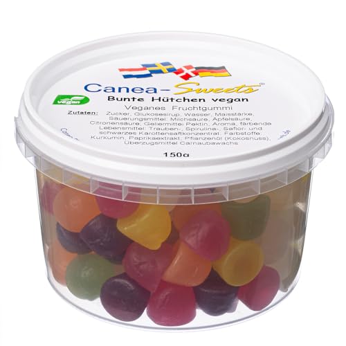 Canea Sweets Bunte Hütchen | Veganes Fruchtgummi | Mit natürlichem Fruchtsaft | Weich | 150 g von Canea-Sweets