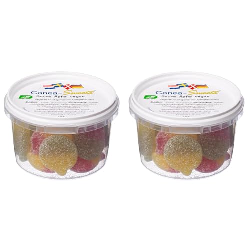 Canea Sweets Saure Äpfel | Extra Sauer | Veganes Fruchtgummi | Mit natürlichem Apfelgeschmack | Weich | 150 g (Packung mit 2) von Canea-Sweets