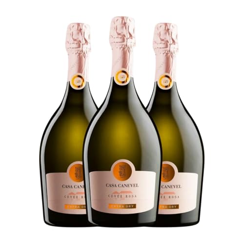 Canevel Cuvée Rosa Extra Dry Marzemino Extra Trocken Prosecco 75 cl Weißer Sekt (Karton mit 3 Flaschen von 75 cl) von Canevel