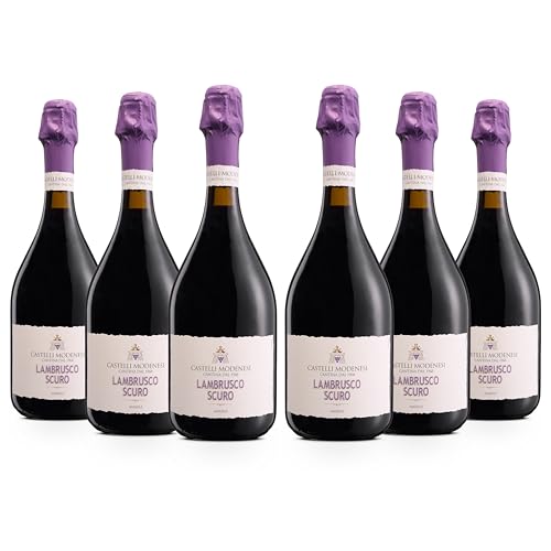 Castelli Modenesi Lambrusco Scuro Amabile Emilia IGT, Rotwein mit vollem und ausgewogenem Geschmack, 8 Prozent Vol., 6 Flaschen 750 ml von Cantina Castelli Modenesi