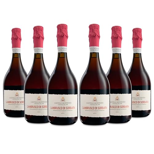 Castelli Modenesi Lambrusco di Sorbara DOC, Rotwein mit frischem und spritzigem Geschmack, fruchtiges und intensives Bouquet, 11 Prozent Vol., 6 Flaschen 750 ml von Cantina Castelli Modenesi