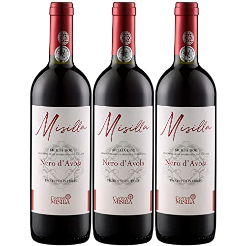 Misilla Nero d'Avola IGP Terre Siciliane Rotwein Wein Trocken Italien Inkl. FeinWert E-Book (3 x 0,75l) von Cantina Paolini