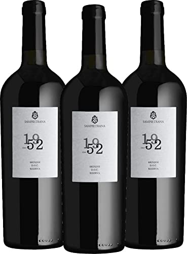 VINELLO 3er Paket - Since 1952 Brindisi Riserva DOC 2019 - Cantina Sampietrana mit einem VINELLO.weinausgießer | 3 x 0,75 Liter von Cantina Sampietrana