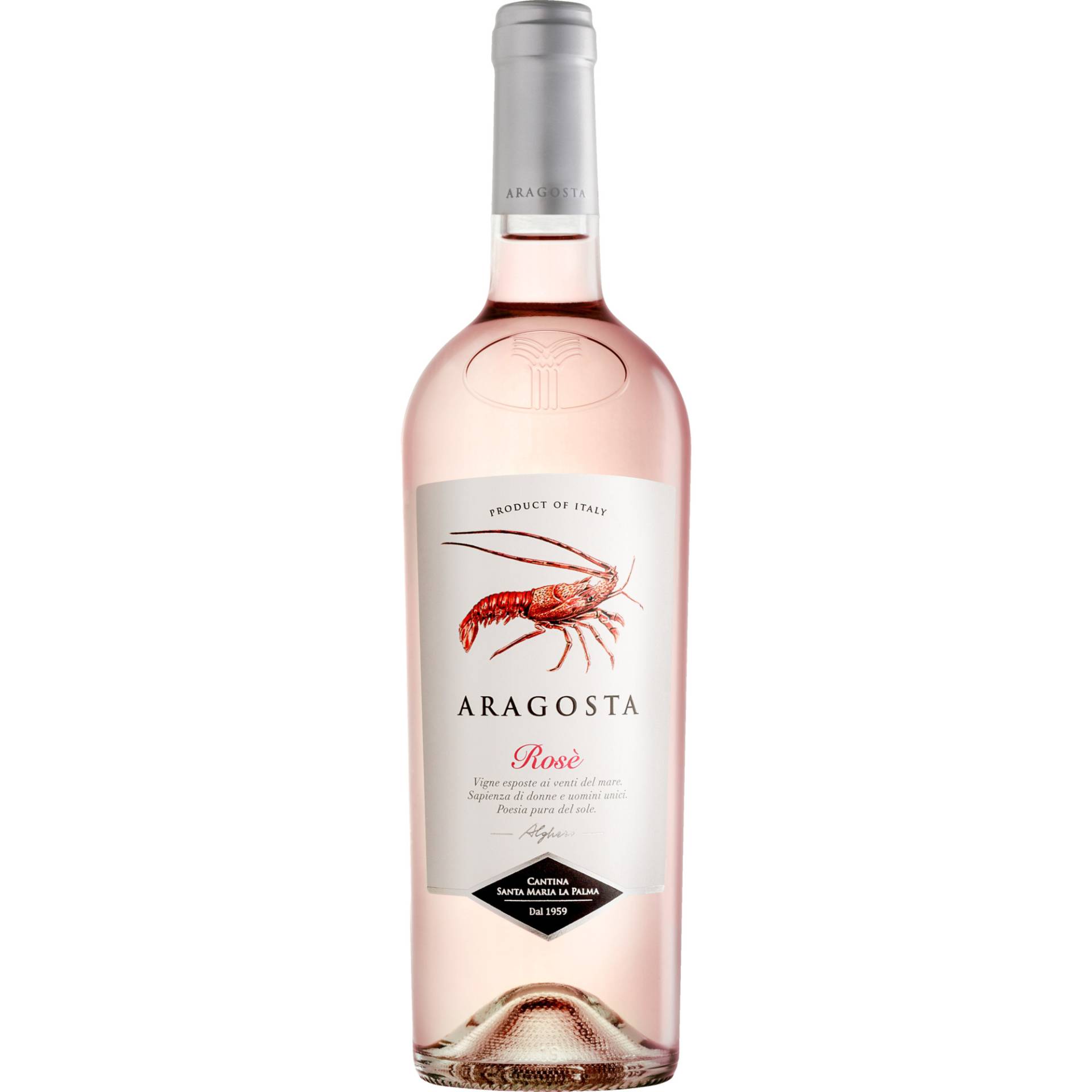 Aragosta Rosé, Alghero DOC, Sardinien, 2023, Roséwein von Cantina Santa Maria La Palma, Frazione Santa Maria la Palma, IT-07040 Alghero,  Italia