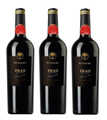 3x 0,75l - 2020er - Cantine Due Palme - 1943 del Presidente - Rosso - Salento I.G.P.- Apulien - Italien - Rotwein trocken von Cantine Due Palme