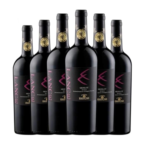 Paolini Lance Merlot Sicilia 75 cl Rotwein (Karton mit 6 Flaschen von 75 cl) von Cantine Paolini