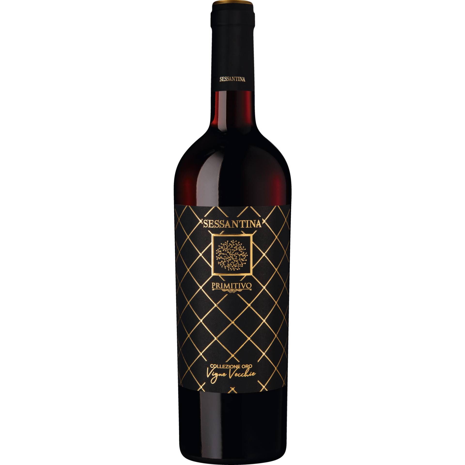 Sessantina Primitivo Vigne Vecchie Collezione Oro, Salento IGP, Apulien, 2021, Rotwein von Cantine San Marzano, San Marzano di S.G., Italia