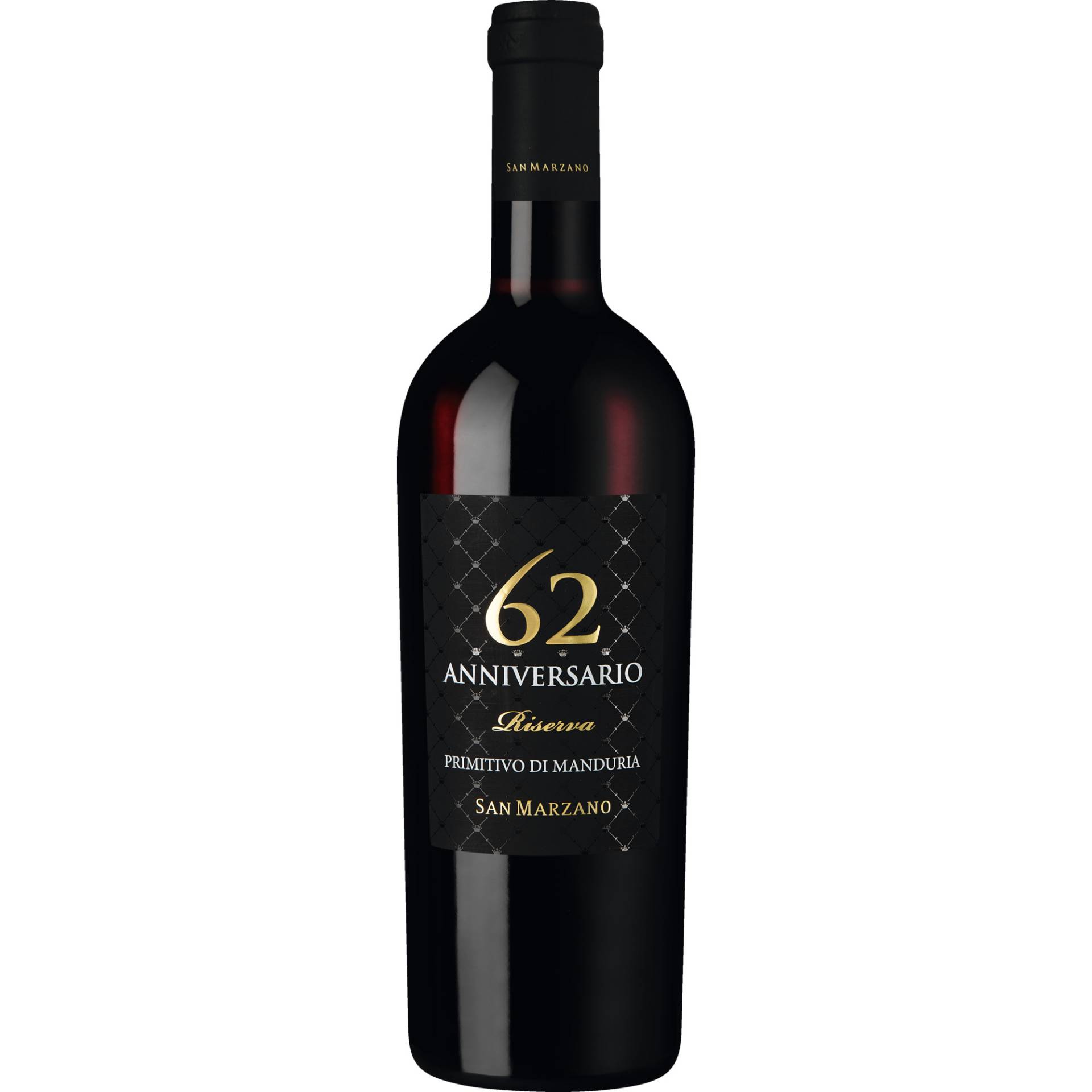 Anniversario 62 Primitivo di Manduria Riserva, Primitivo di Manduria DOC, Apulien, 2018, Rotwein von Cantine San Marzano, San Marzano di S.G., Italy