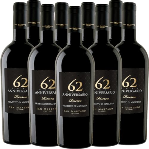 Anniversario 62 Primitivo di Manduria DOC Cantine San Marzano Rotwein 9 x 0,75l VINELLO - 9 x Weinpaket inkl. kostenlosem VINELLO.weinausgießer von Cantine San Marzano