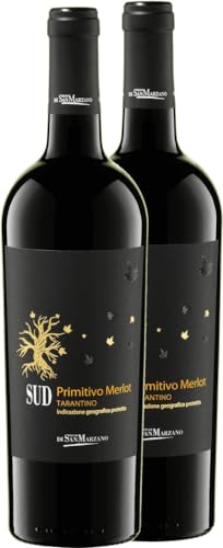 SUD Primitivo Merlot Tarantino IGP Cantine San Marzano Rotwein 2 x 0,75l VINELLO - 2 x Weinpaket inkl. kostenlosem VINELLO.weinausgießer von Cantine San Marzano