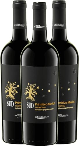 SUD Primitivo Merlot Tarantino IGP Cantine San Marzano Rotwein 3 x 0,75l VINELLO - 3 x Weinpaket inkl. kostenlosem VINELLO.weinausgießer von Cantine San Marzano